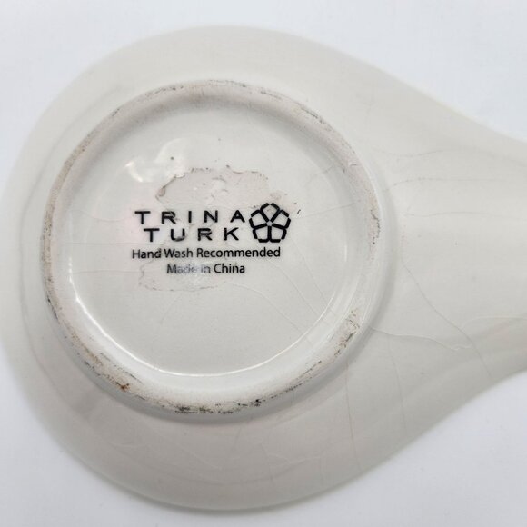 Trina Turk Ceramic Lemon Design Spoon Rest 8.5" Yellow & White Hand Wash Recomme - Picture 4 of 4